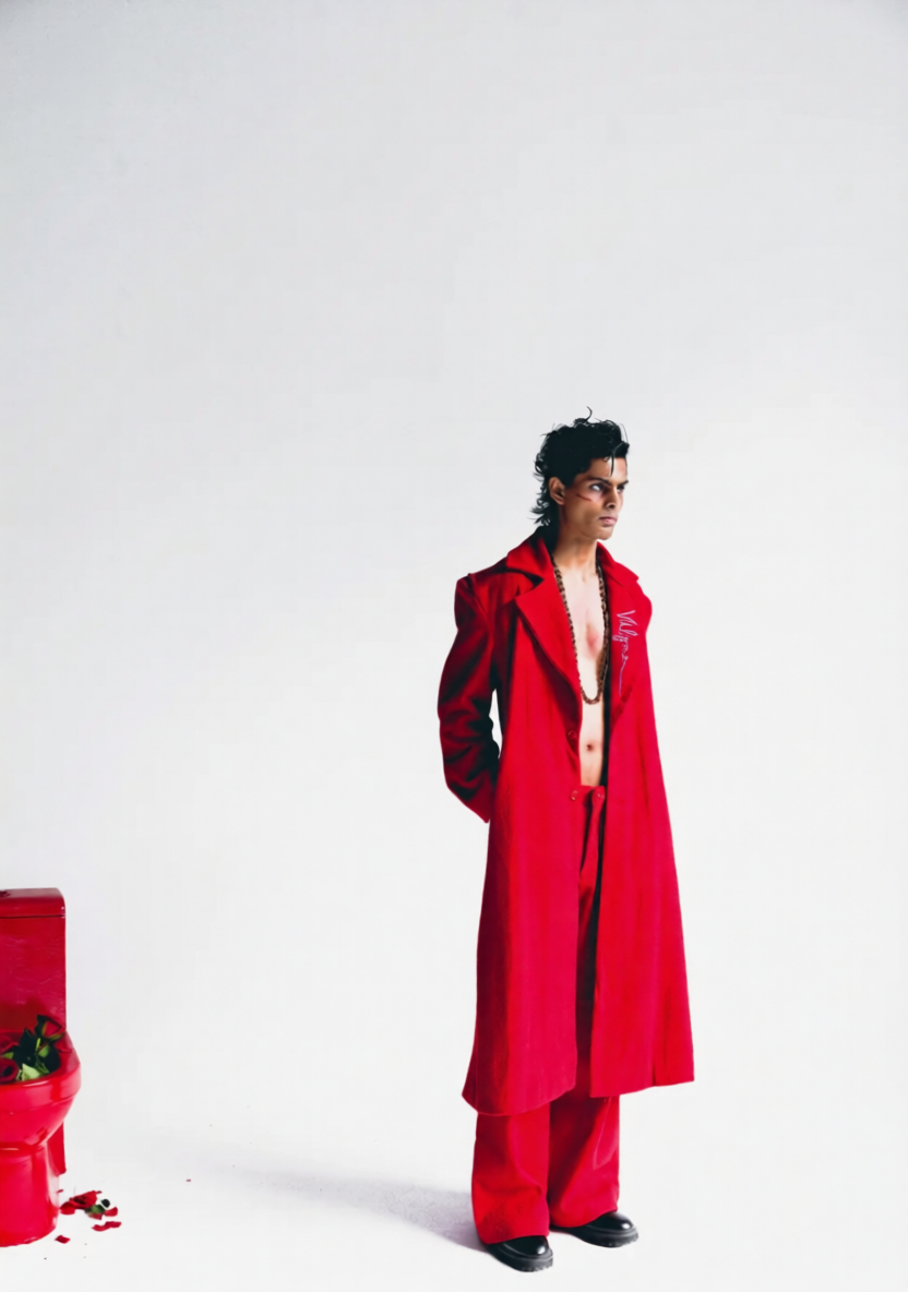 VALENCE SIGNATURE RED WOOL TRENCH