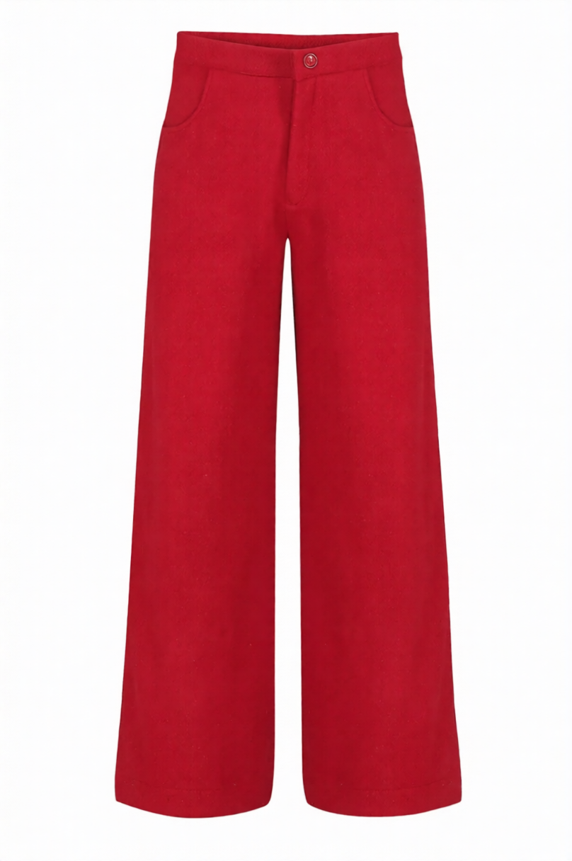 VALENCE SIGNATURE RED WOOL TROUSERS